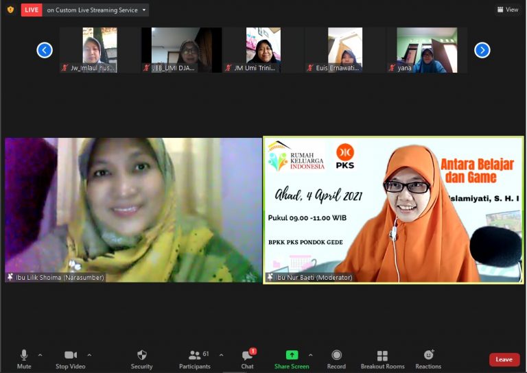 BPKK DPC PKS Pondok Gede Selenggarakan Webinar “HP: Antara Belajar dan Game”