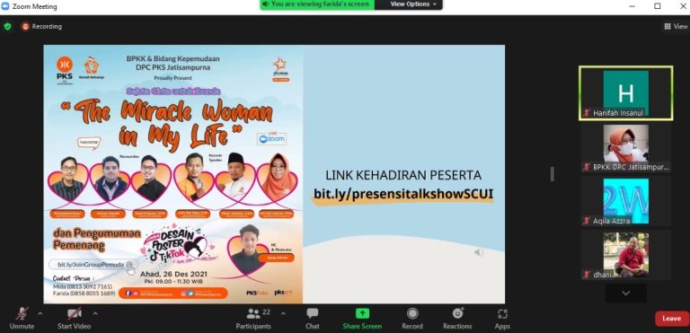 Talkshow Sejuta Cinta Untuk Ibunda, Kerjasama BPKK dan Bidang Kepemudaan DPC PKS Jatisampurna